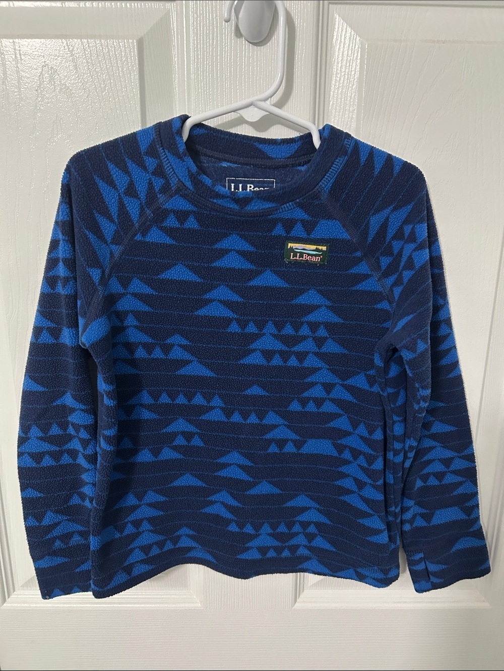 L.L. Bean Kids 4T Blue Geometric Fleece Sweater